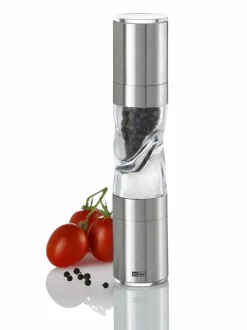 AdHoc Doppelmühle Pfeffer/Salz silberfarben