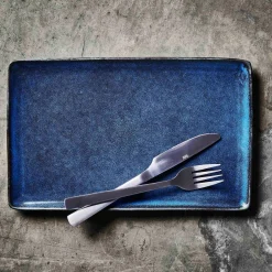 Aida Teller eckig 31,5x20cm blau