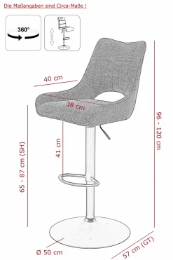 Barhocker drehbar grau