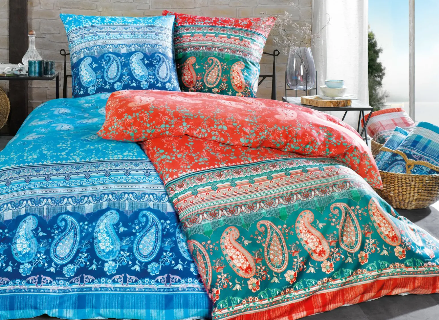 Bassetti Satin-Bettwäsche rot