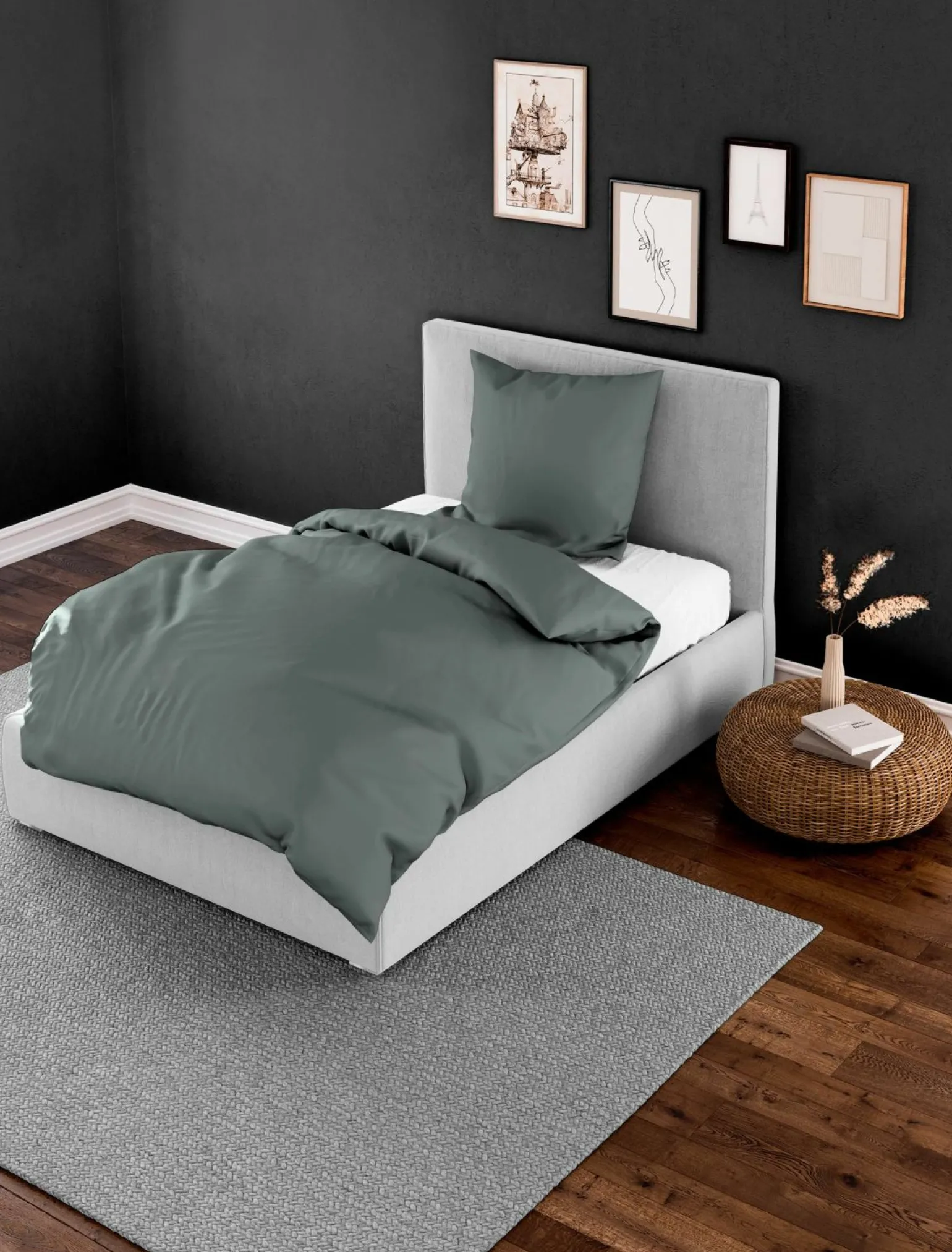 Bierbaum Biber-Bettwäsche schwarz