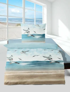 Bierbaum Seersucker-Bettwäsche blau