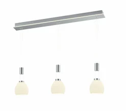 B-Leuchten LED-Pendelleuchte 3flg silberfarben