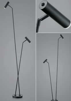 B-Leuchten LED-Stehleuchte 2flg schwarz