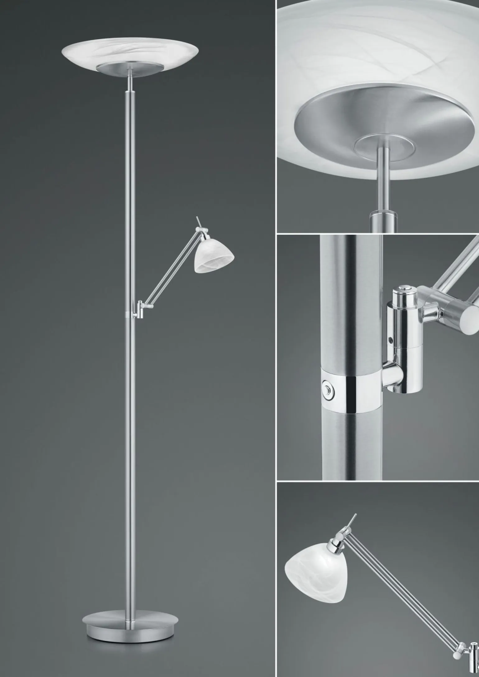 B-Leuchten LED-Stehleuchte 2flg silberfarben