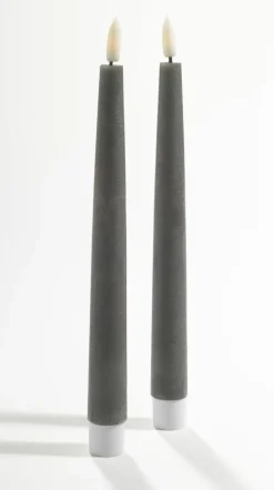 casa NOVA 2er LED-Kerze 22cm grau