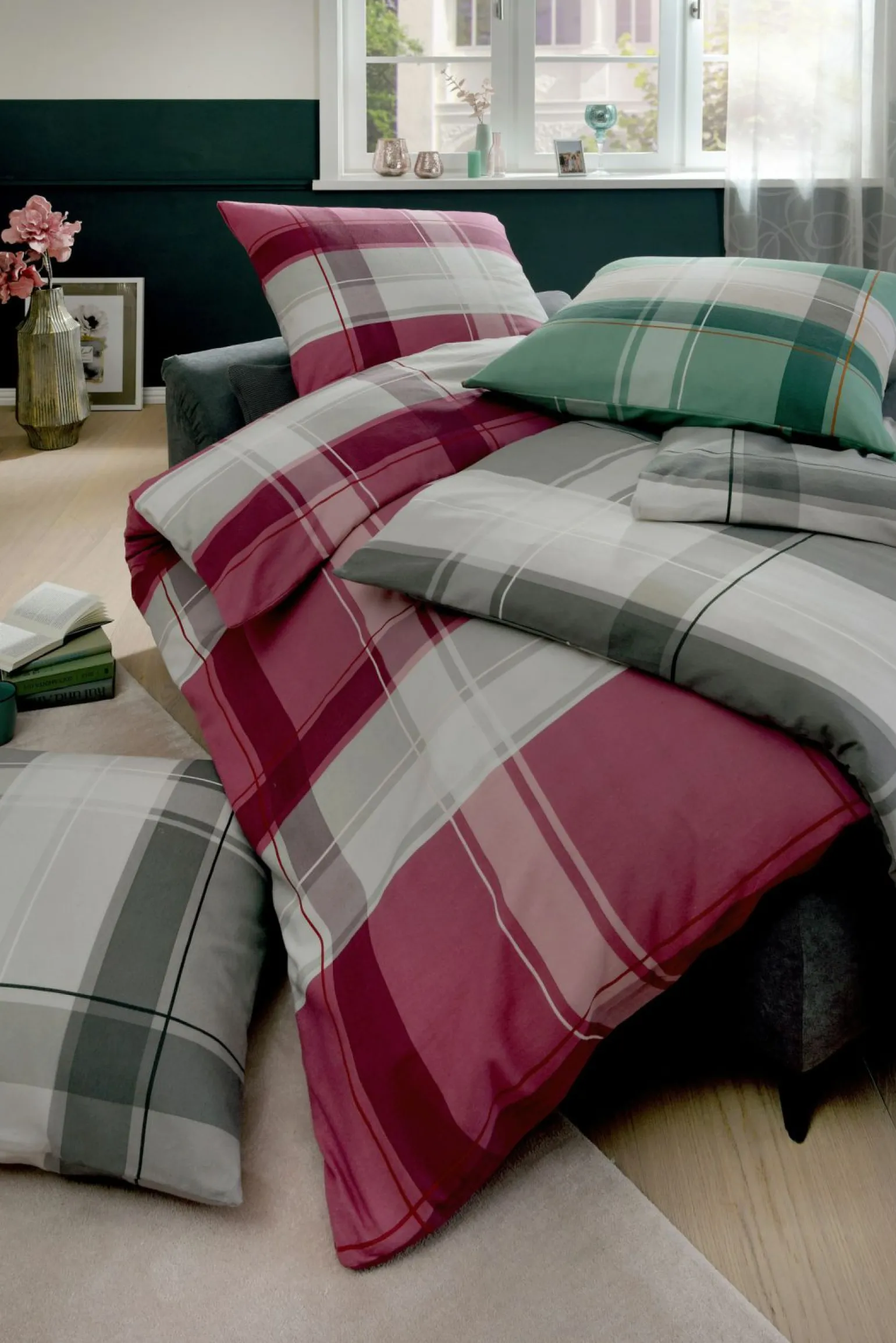 casa NOVA Flanell-Bettwäsche grün