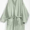 casa NOVA Leichter Musselin Bademantel grün
