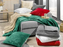 casa NOVA Wohnkissen Felloptik grau