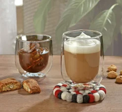 Cilio Glasuntersetzer 10cm grauweißschwarzrot