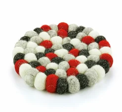 Cilio Glasuntersetzer 10cm grauweißschwarzrot