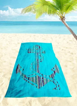 Dero Textil Velour-Strandtuch blau