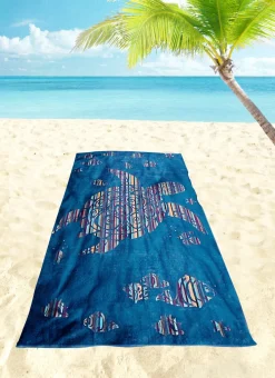 Dero Textil Velour-Strandtuch blau