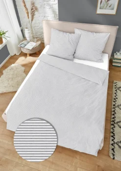 Dormisette Jersey-Melange-Bettwäsche grau