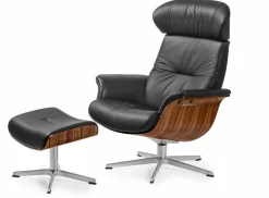 Drehsessel mit Hocker schwarz