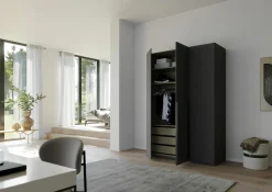 Drehtürenschrank grau