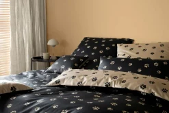 Elegante Mako-Satin-Bettwäsche beigeschwarz