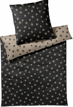 Elegante Mako-Satin-Bettwäsche beigeschwarz