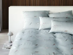 Elegante Satin-Bettwäsche blau