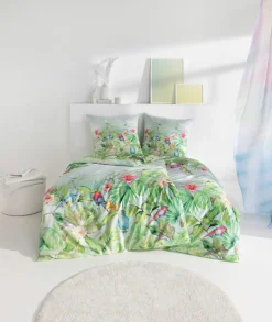 Estella Mako-Satin-Bettwäsche grün