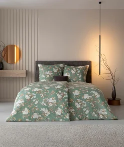 Estella Mako-Satin-Bettwäsche grün