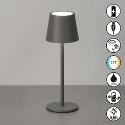 FH Lighting LED-Akku-Tischleuchte 1flg grau