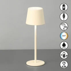 FH Lighting LED-Akku-Tischleuchte 1flg beige