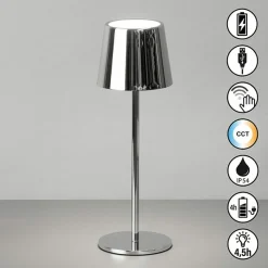 FH Lighting LED-Akku-Tischleuchte 1flg silberfarben