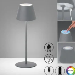 FH Lighting LED-Akku-Tischleuchte 1flg grau