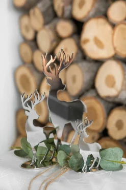 Fink Dekofigur Hirsch 10cm silberfarben