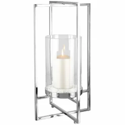 Fink Windlicht m. Glas 25cm transparentsilberfarben