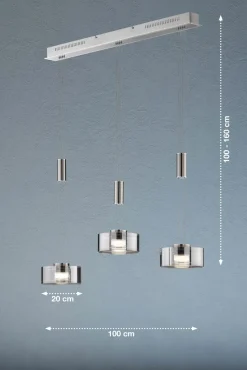 Fischer & Honsel LED-Pendelleuchte 3flg silberfarben