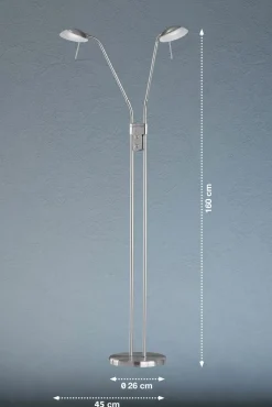 Fischer & Honsel LED-Stehleuchte 2flg silberfarben