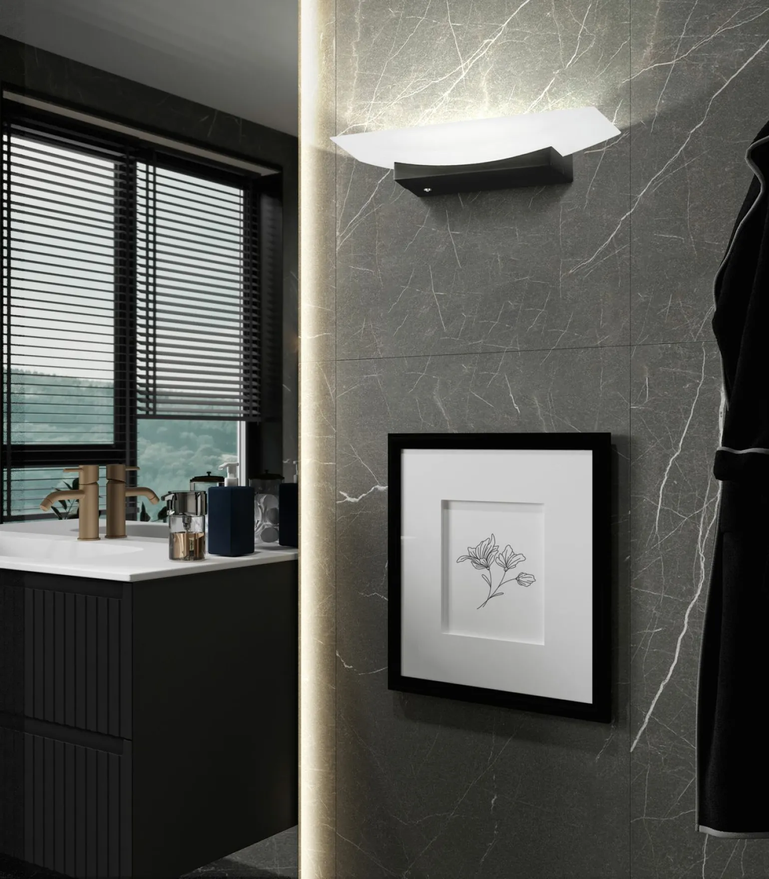 Fischer & Honsel LED-Wandleuchte 1flg schwarz