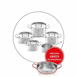 Fissler Topfset 5tlg + Gratis Pfanne silberfarben