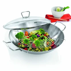 Fissler Wok 36cm m. Deckel silberfarben