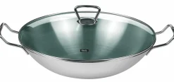 Fissler Wok 36cm m. Deckel silberfarben