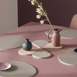 Freeform Tischset oval 45x34cm weißgrauviolett