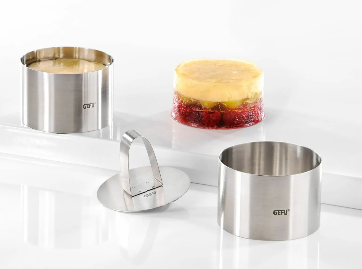 Gefu 2er Dessert-/Vorspeisenringe silberfarben