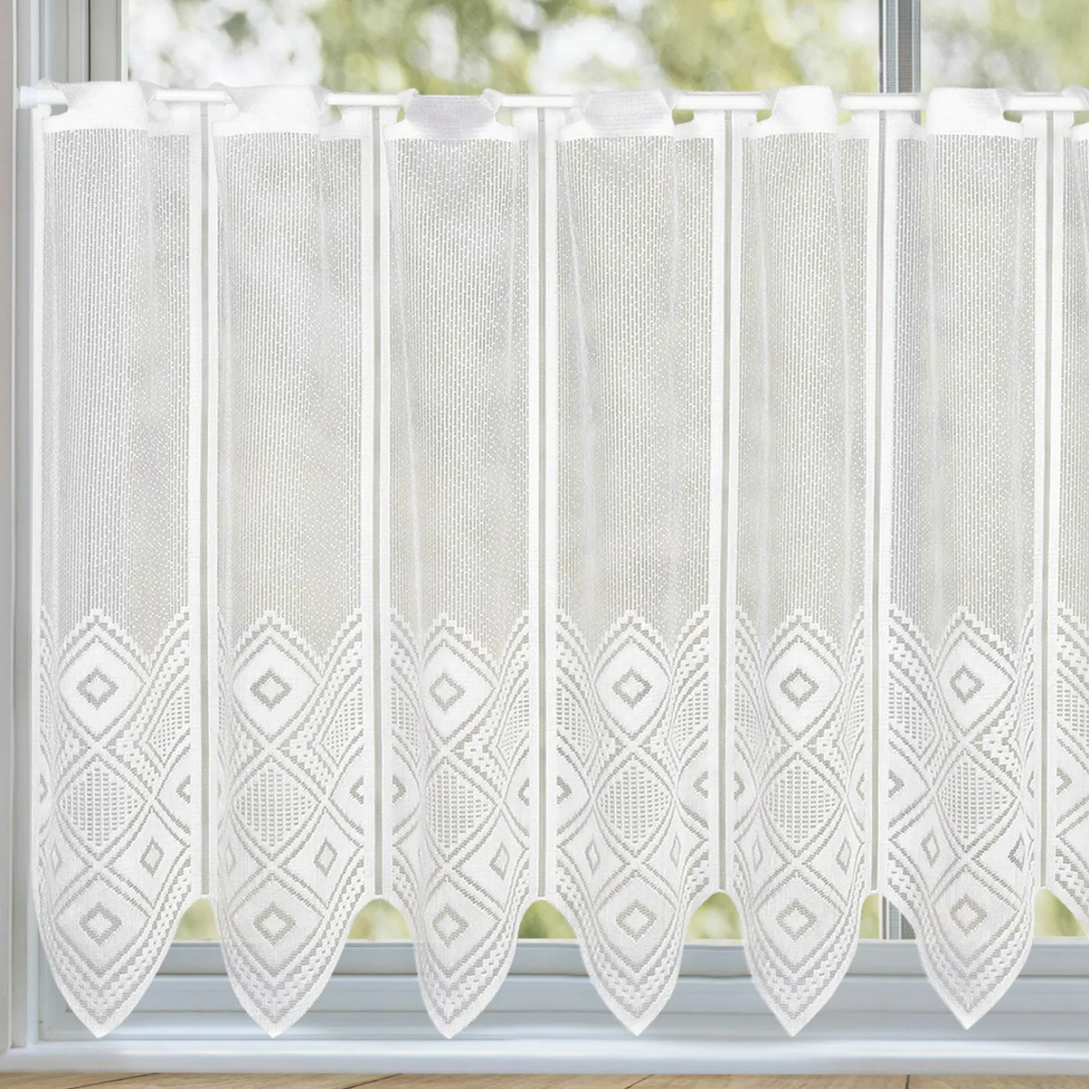 Gerster Jacquard-Bistrogardine weiß