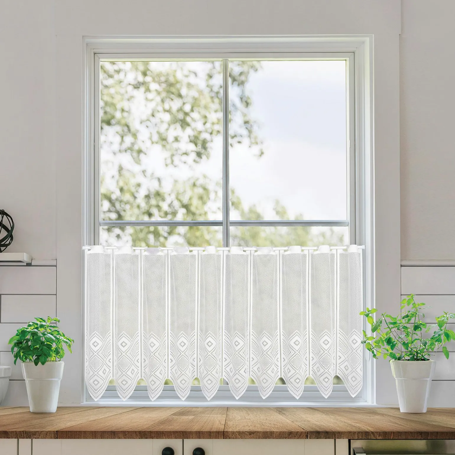 Gerster Jacquard-Bistrogardine weiß