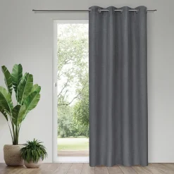 Gerster Ösenvorhang Blackout, uni grau