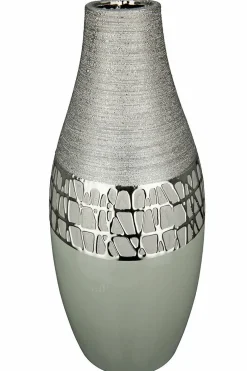 Gilde Halsvase 34cm silberfarben