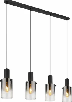 Globo LED-Pendelleuchte 4flg schwarztransparent
