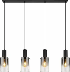 Globo LED-Pendelleuchte 4flg schwarztransparent