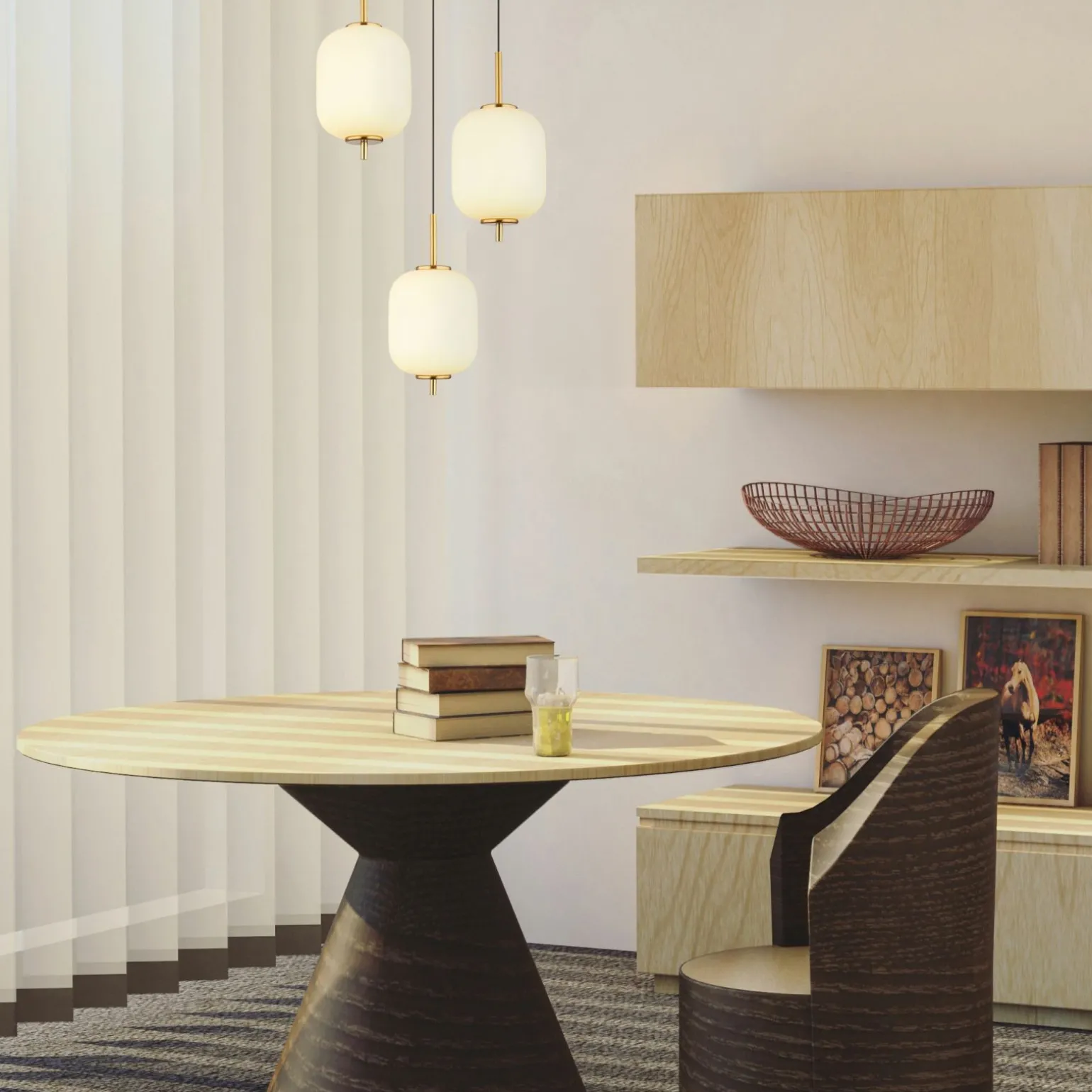 Globo LED-Pendelleuchte 3flg orangemehrfarbigschwarzgoldfarbengelb