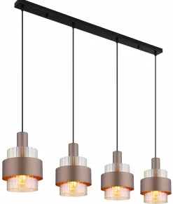 Globo Pendelleuchte 4flg schwarzbraunrot