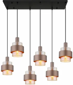 Globo Pendelleuchte 6flg schwarzbraunrot