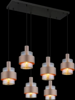 Globo Pendelleuchte 6flg schwarzbraunrot