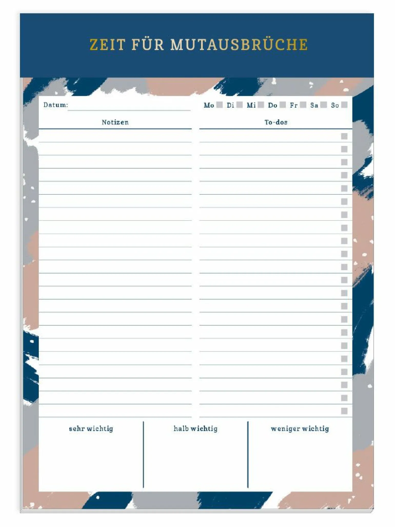 Grafik Werkstatt Tages-To-Do Block weiß